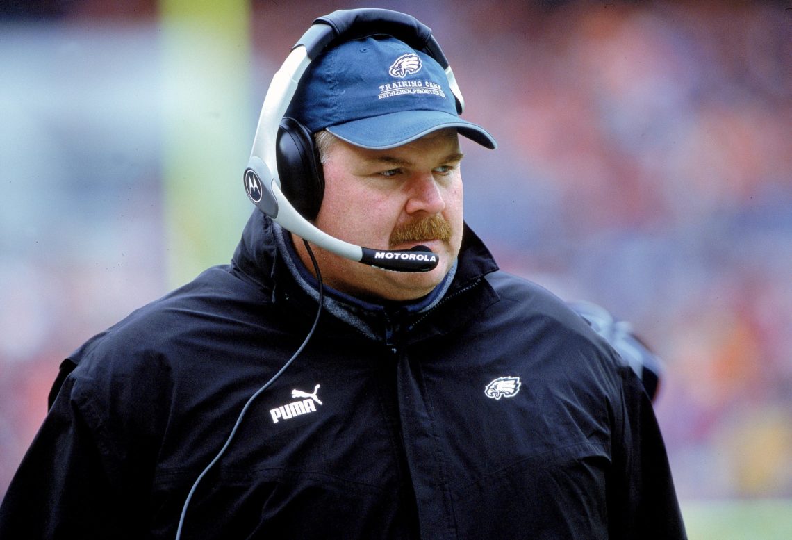 10 Dec 2000:   Head Coach Andy Reid of the Philadelphia Eagles watches the action from the sidelines during the game against the Cleveland Browns a...